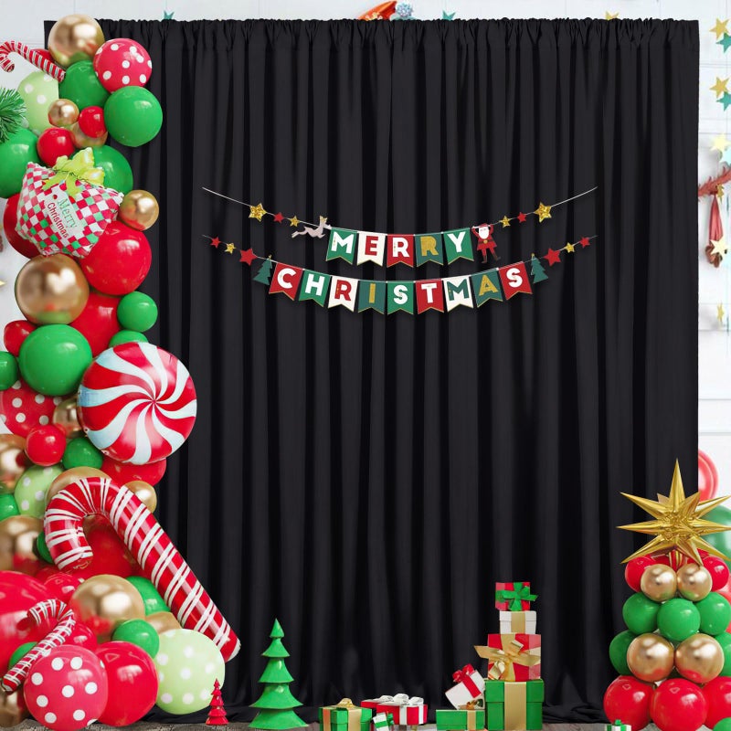 LuoluoHouse Backdrop Curtains Black Polyester Backdrop for Curtains 2 Packs 5ftx8ft Drape Halloween Curtain Fabric for Party Decoration - Image 2